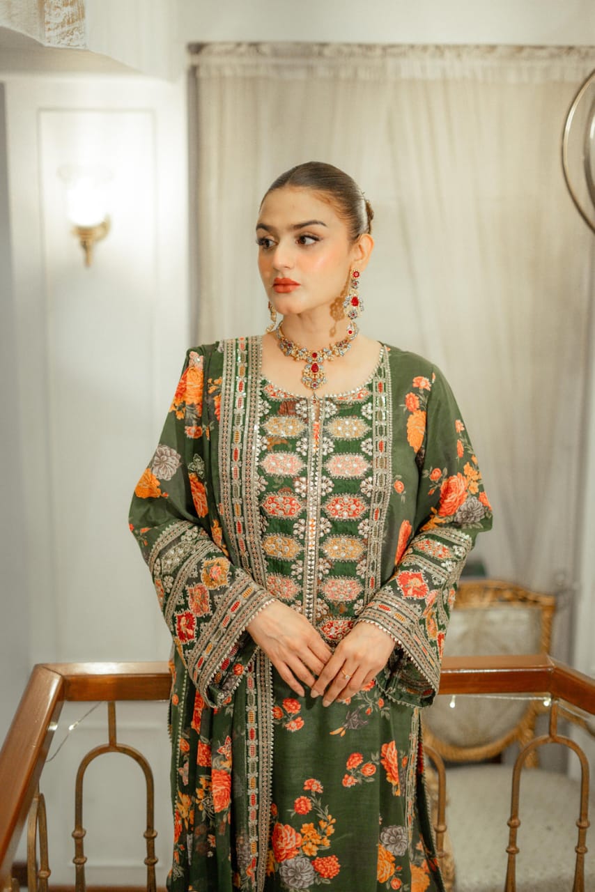 Aleena Digital Embroidery 3 PCs